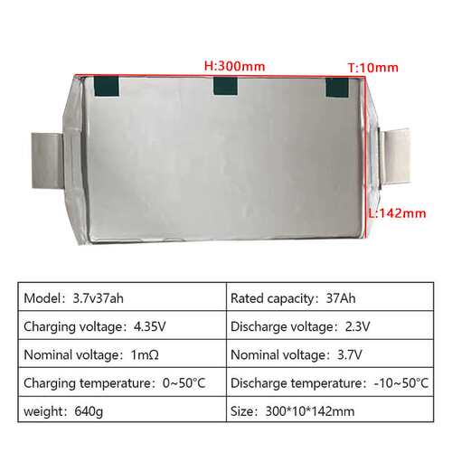 Célula Pouch Li-Ion 3.7V 37Ah para Aplicación Vehicular