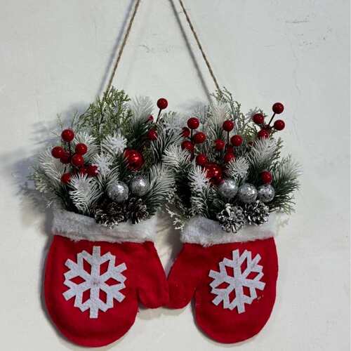 跨境Twinkling Christmas Mitten Wreath闪闪发光的圣诞手套花环