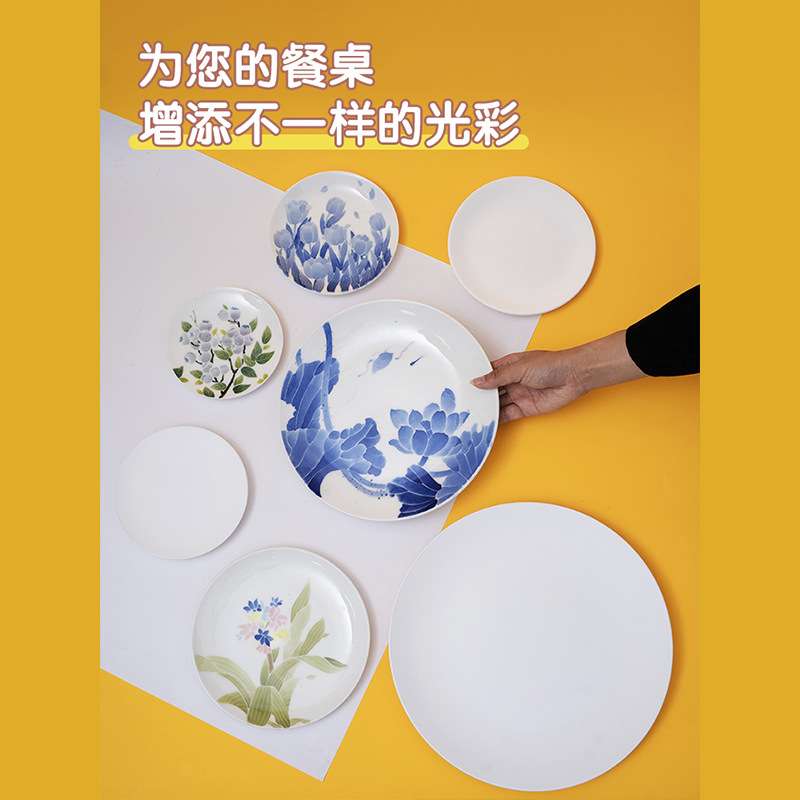 水流星陶艺素坯高白泥盘子素胎餐盘菜盘画盘学校陶吧手绘景德镇