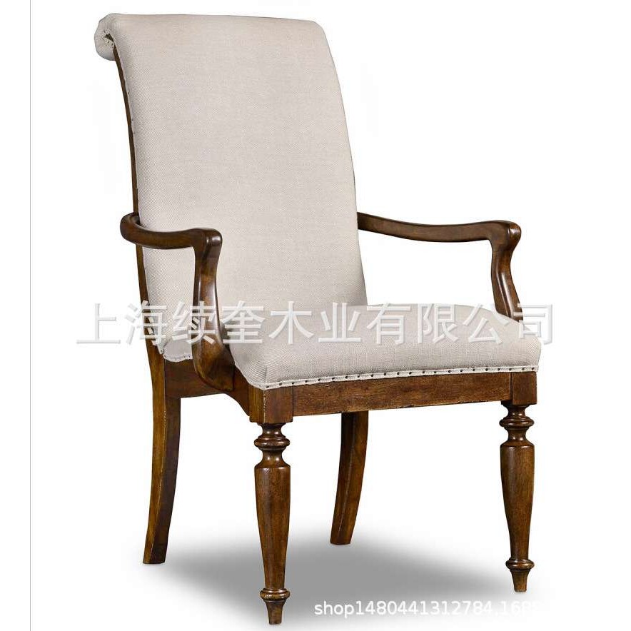 美式简约实木圆餐桌餐椅设计师出口别墅跨境电商亚马逊供应商家具