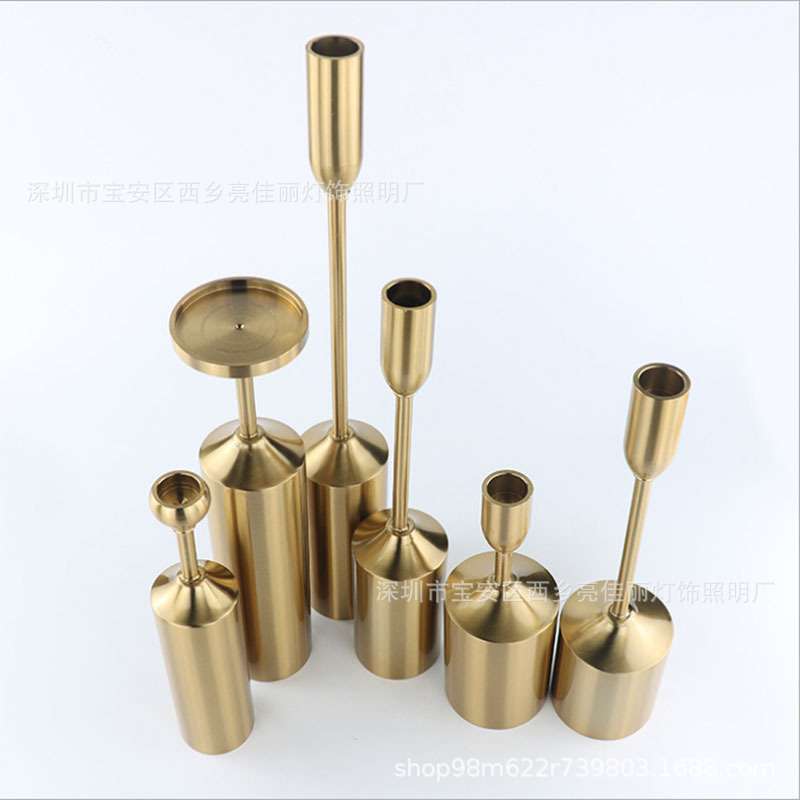 北欧六件套金属电镀烛台摆件铁艺烛台摆件样板间家居烛台 直销