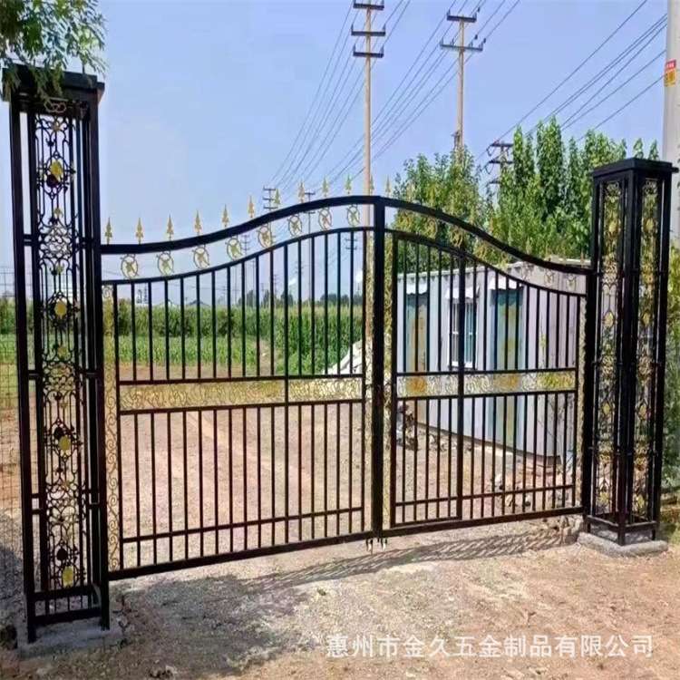 庭院中式围墙大门小区学校工厂铁艺大门户外锌钢双开门