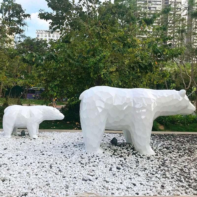 玻璃钢北极熊雕塑户外景区街道动物景观摆件公园小区草坪装饰小品