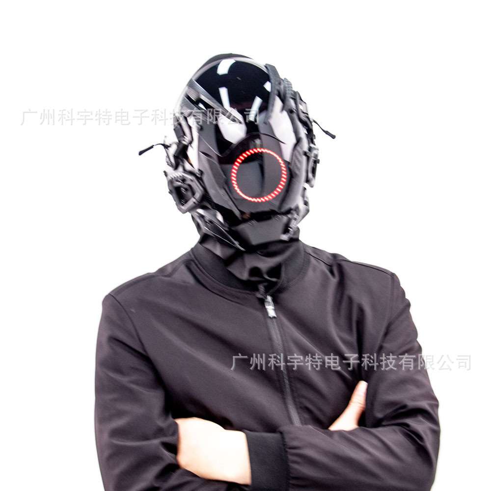 亚马逊跨境万圣节面具赛博朋克面具cos黑色头套漫展派对全脸面罩