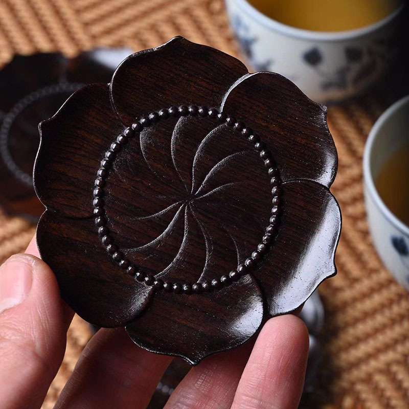 紫光檀尖梅花杯垫隔热防烫茶壶垫子茶道配件耐高温茶杯壶承垫