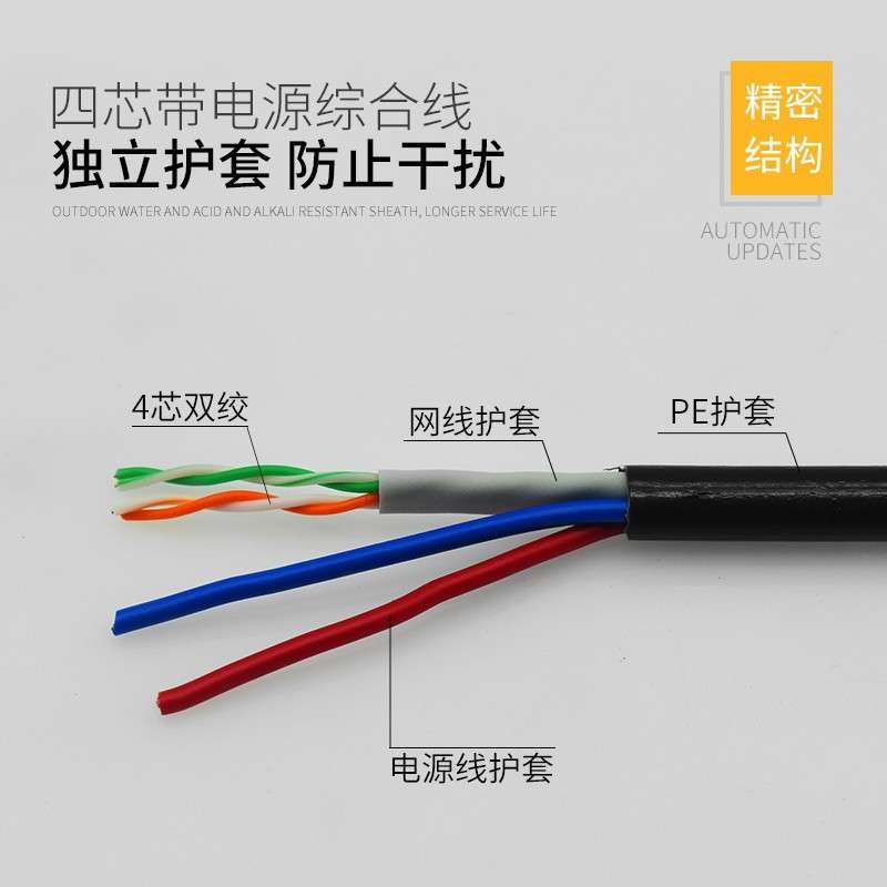网络综合线监控一体线室外 网线4 8+2芯超五类 带电源视频线 纯铜