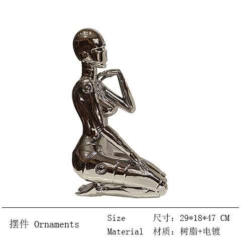 空山基机械女神艺术雕塑电镀玄关办公室电脑桌面科技感摆件装饰品