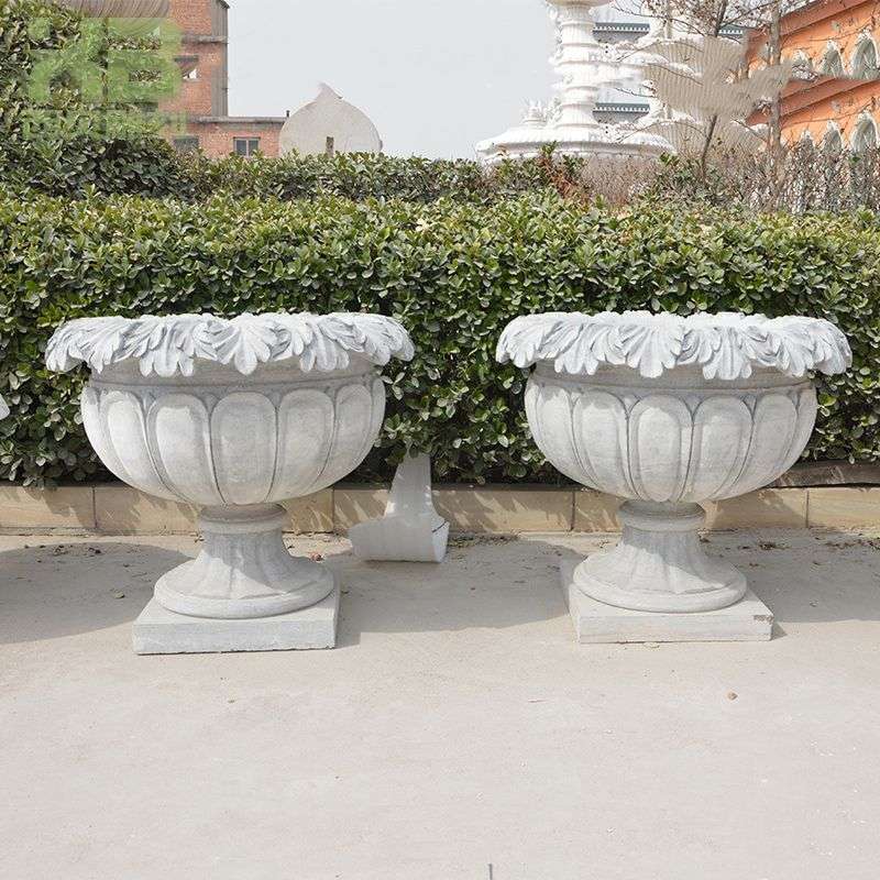 供应景观花岗岩花钵室外广场家用别墅多种款式材石雕花盆摆件工厂