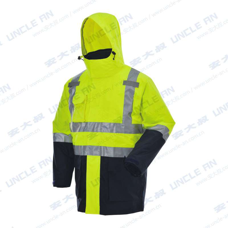 安大叔B406荧光黄高警示防寒服3M新雪丽保温棉反光防水面料