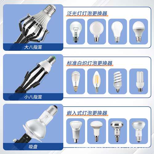 跨境高空换灯泡神器可调节多功能家用工厂房吊顶取灯神器套装12ft