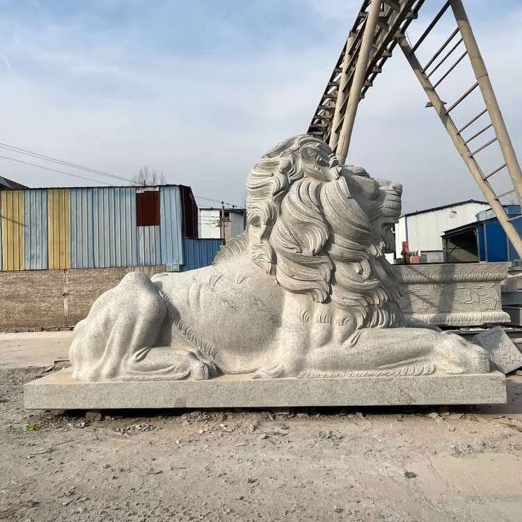 花岗岩雕刻石狮子 青石石雕狮子装饰摆件大型动物石雕