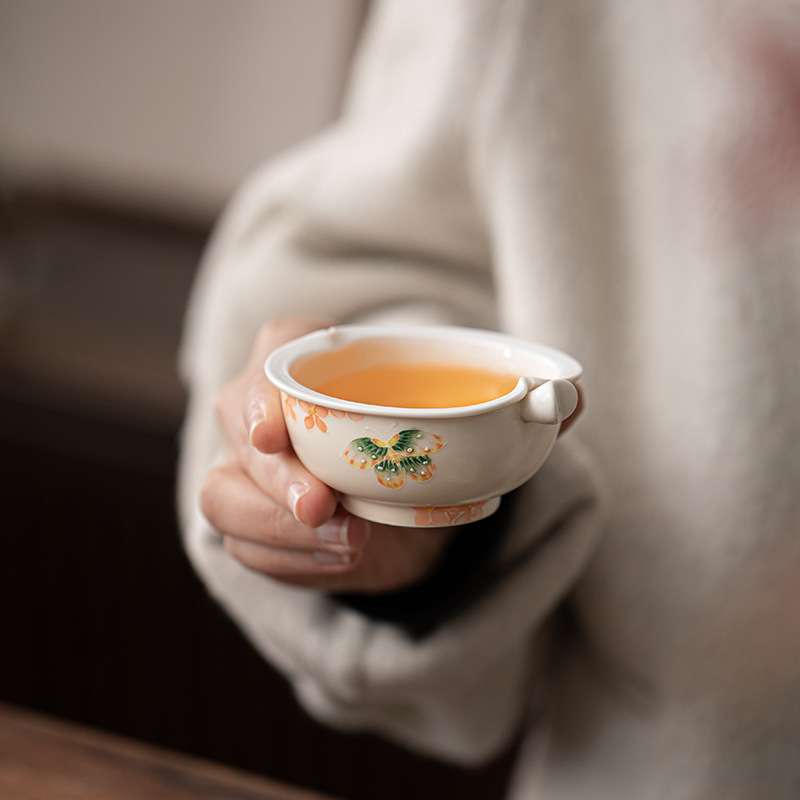 手绘花团锦簇茶杯女士个人专用喝茶品茗杯高档陶瓷主人杯单杯 可