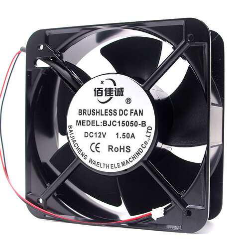 15050风机滚珠两线12V150*150*50MM机柜大风量散热工业风扇