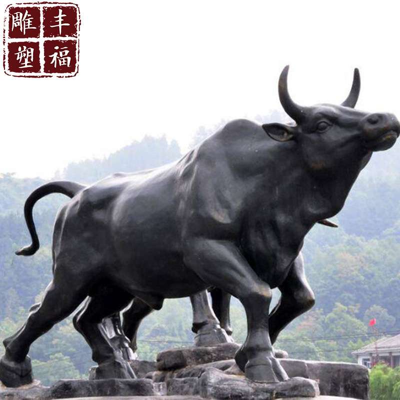 大型铸铜动物牛雕塑厂家华尔街铜牛户外拓荒牛开荒牛铜耕牛雕塑