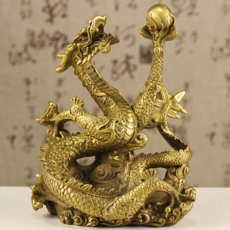 铜龙摆件汉龙铜十二生肖龙龙小盘龙家居装饰工艺品摆件