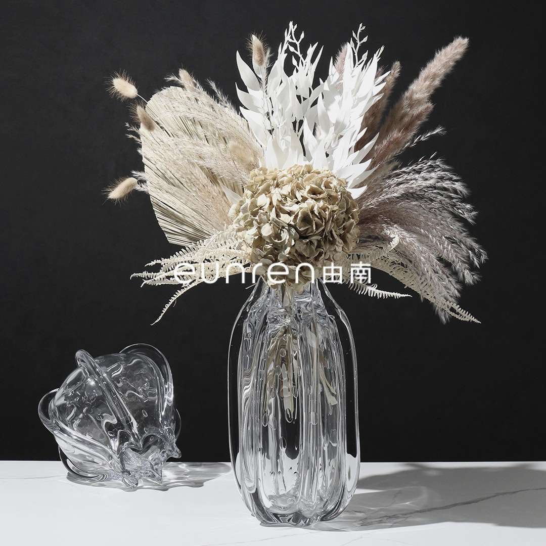 简约现代透明玻璃珠气泡造型花器几何花瓶摆件样板房间客厅