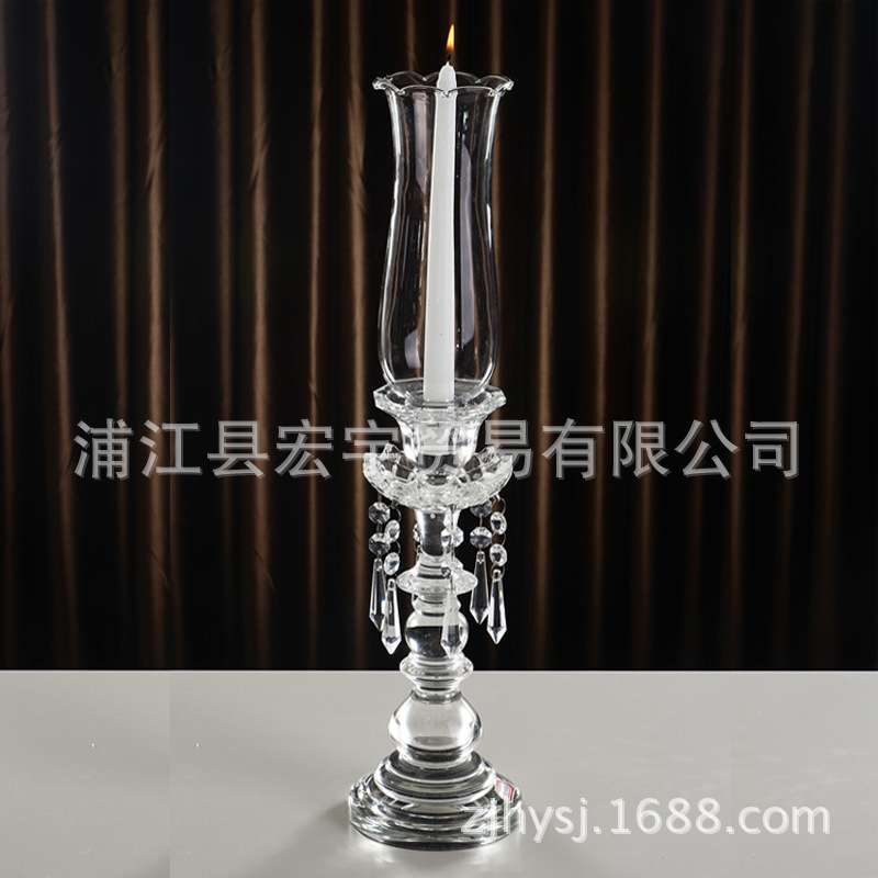 单头水晶蜡烛台烛光晚餐婚庆婚礼烛台道具餐桌装饰烛台摆件