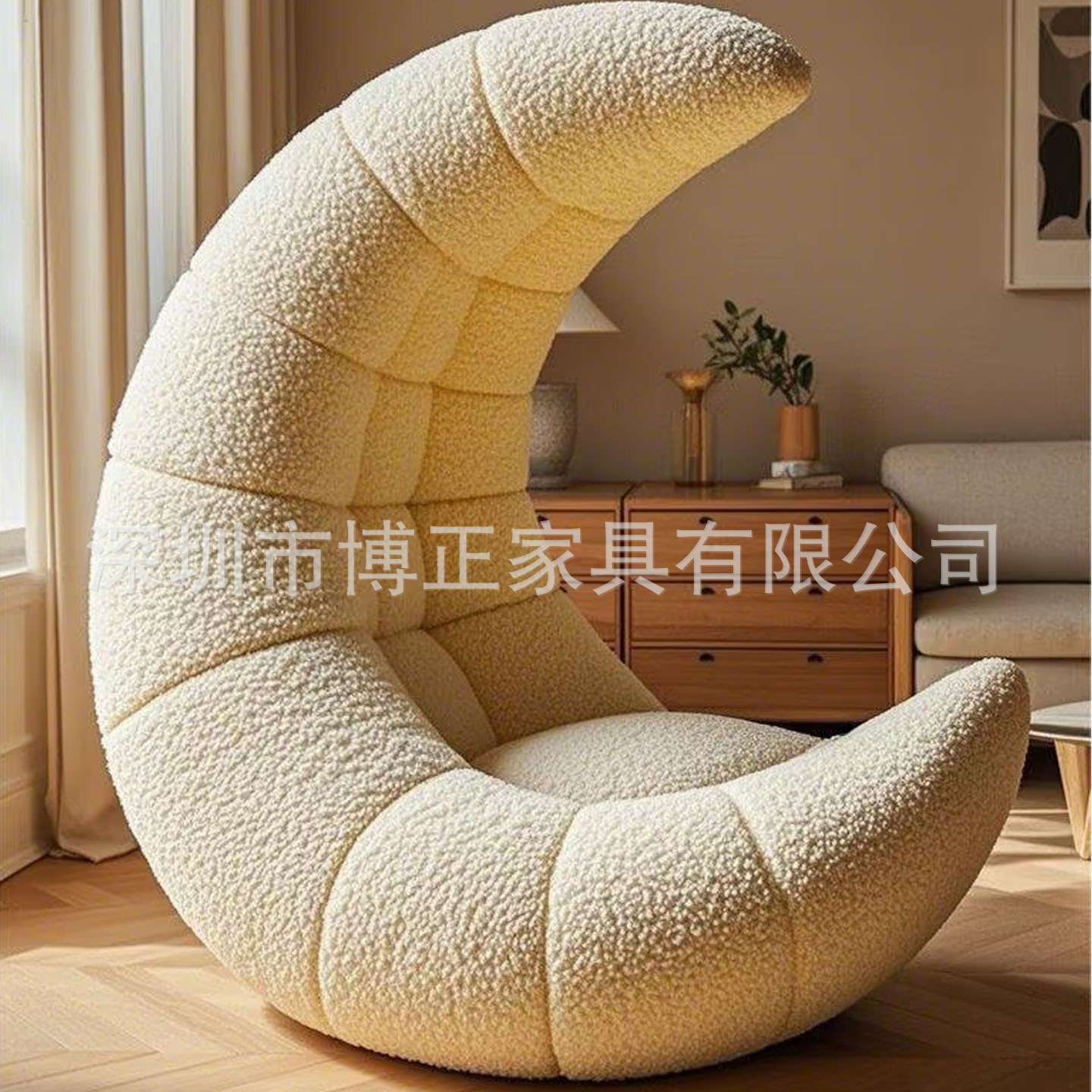 北欧设计师个性创意月亮椅轻奢休闲椅水果造型懒人沙发儿童房沙发