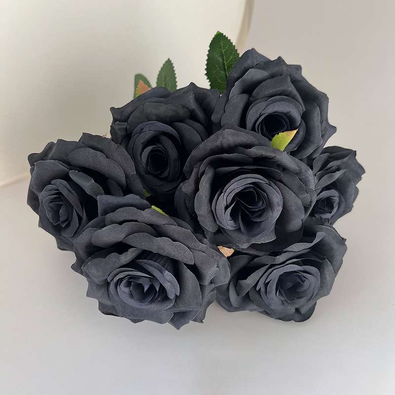 黑色系列仿真花婚庆布置插花黑色假花婚礼堂舞台装饰摆件摄影道具