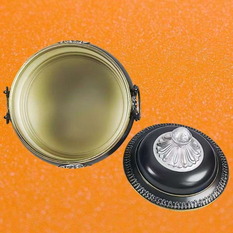 藏式糌粑盒糌粑桶藏族家居摆件饰品八吉祥糌粑盒炒面盒家用