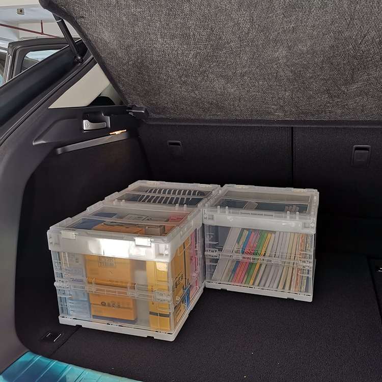加厚透明折叠收纳箱带盖车载后备储物箱多功能整理箱可叠码不占地图片