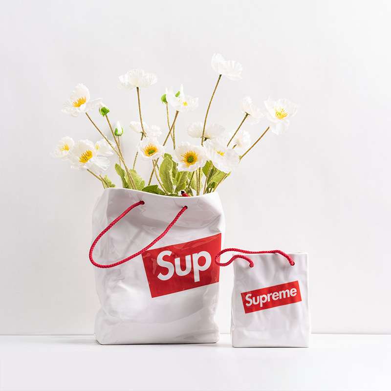 SUP纸袋花器简约现代摆件客厅桌面书房样板房创意家居软装釉面