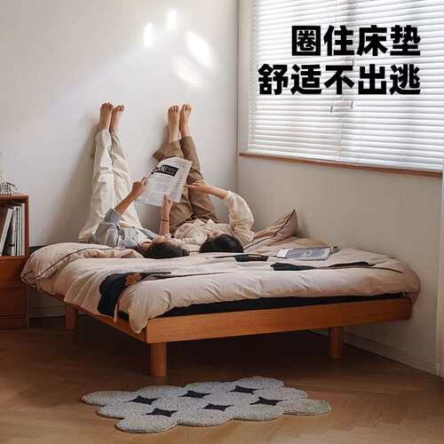 北欧实木齐边榻榻米无床头1.5米日式樱桃木1.8双人床