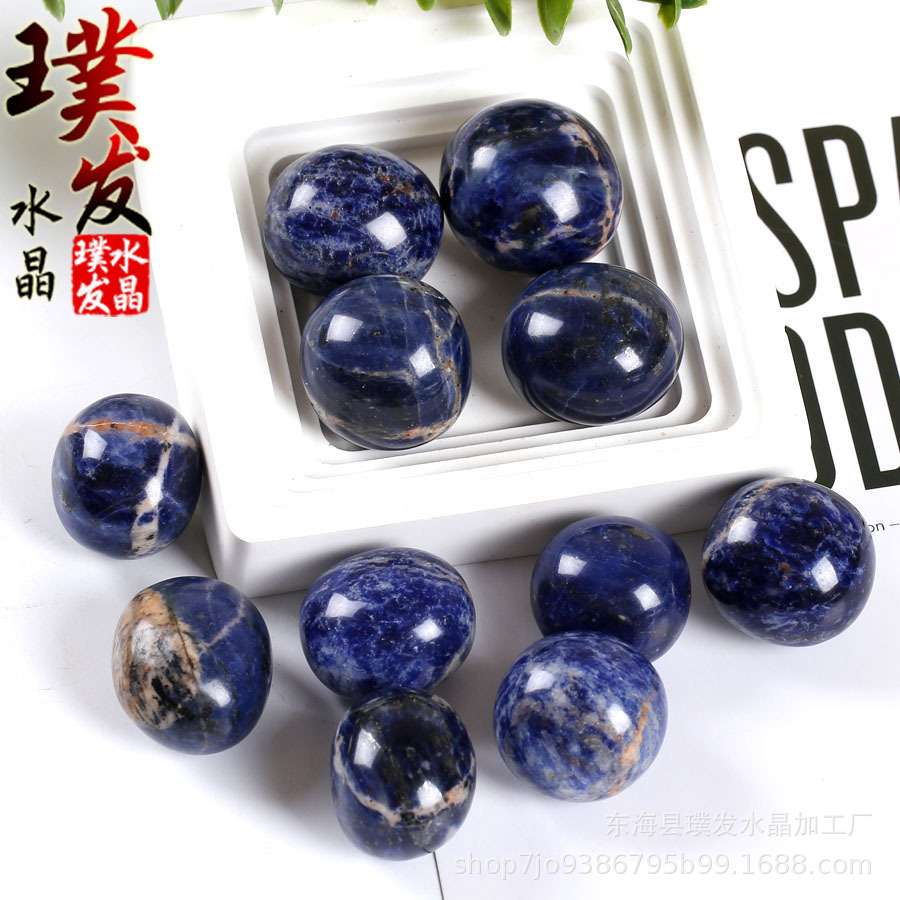 天然蓝纹石滚石 方纳石大颗粒打磨石裸石 鱼缸石景观装饰