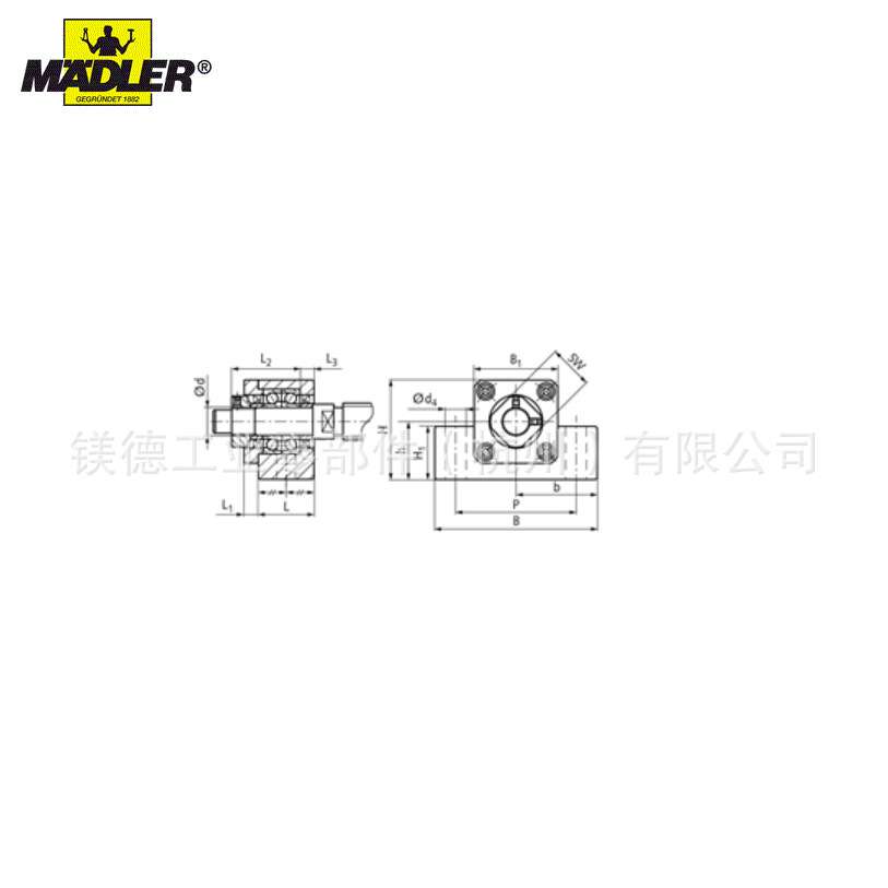 Maedler 轴承座 EK型, 固定端 轴承钢