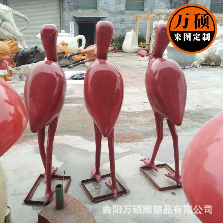 庭院水池装饰园林雕塑 火烈鸟摆设树脂工艺品家居摆件