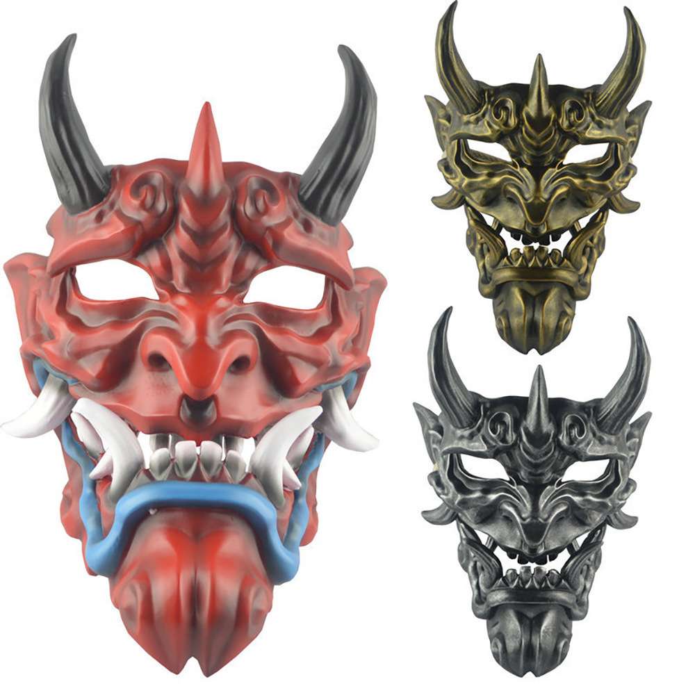 万圣节赤般若面具cosplay日系树脂红面鬼脸獠牙面具般若