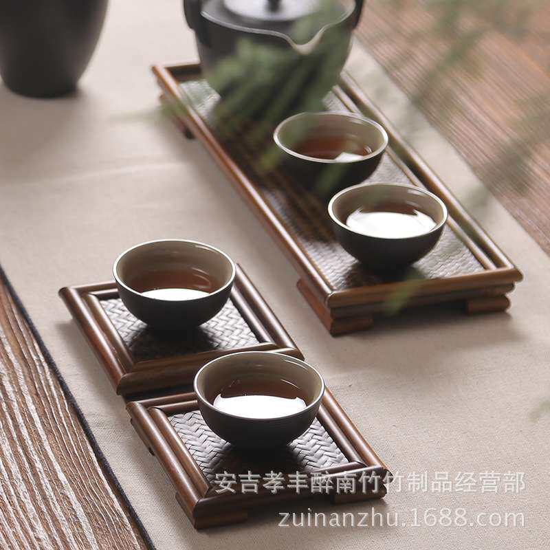 厂家直销茶道竹制手工竹杯垫隔热垫壶承杯托席面六君子茶道茶艺