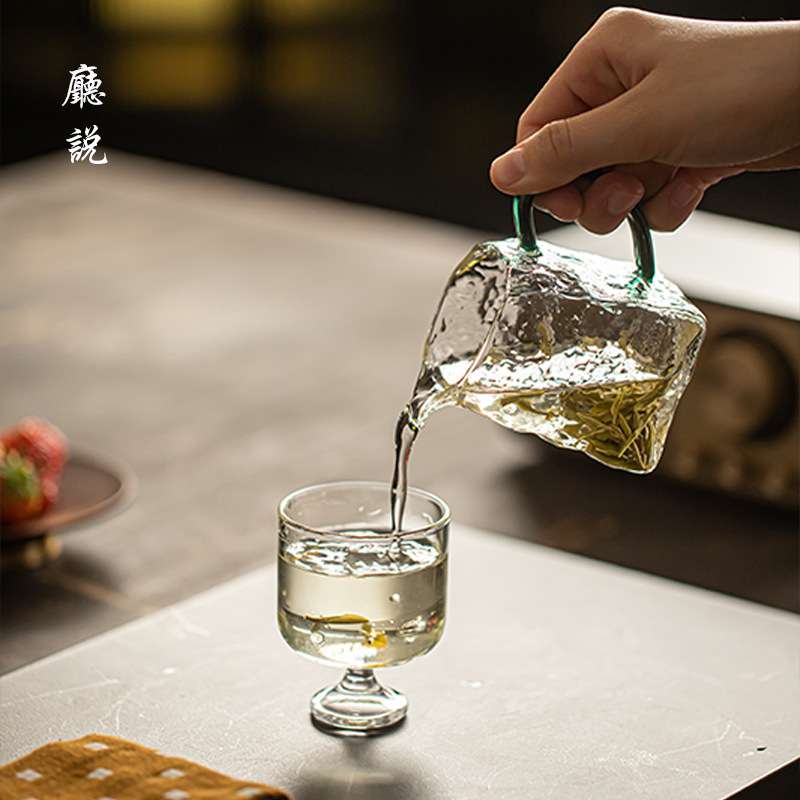 厅说 冰语公道杯玻璃茶具锤目纹防烫手茶海茶道品茶杯新中式茶器