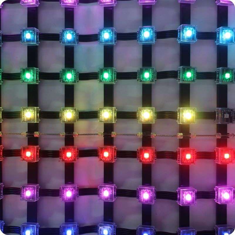 LED网格屏H2020单灯柔性透明异形幕墙天花像素广告亮化网格屏