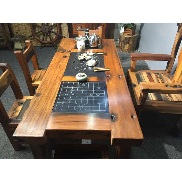 老船木茶桌实木茶几风化木功夫泡茶台户外阳台免漆家具