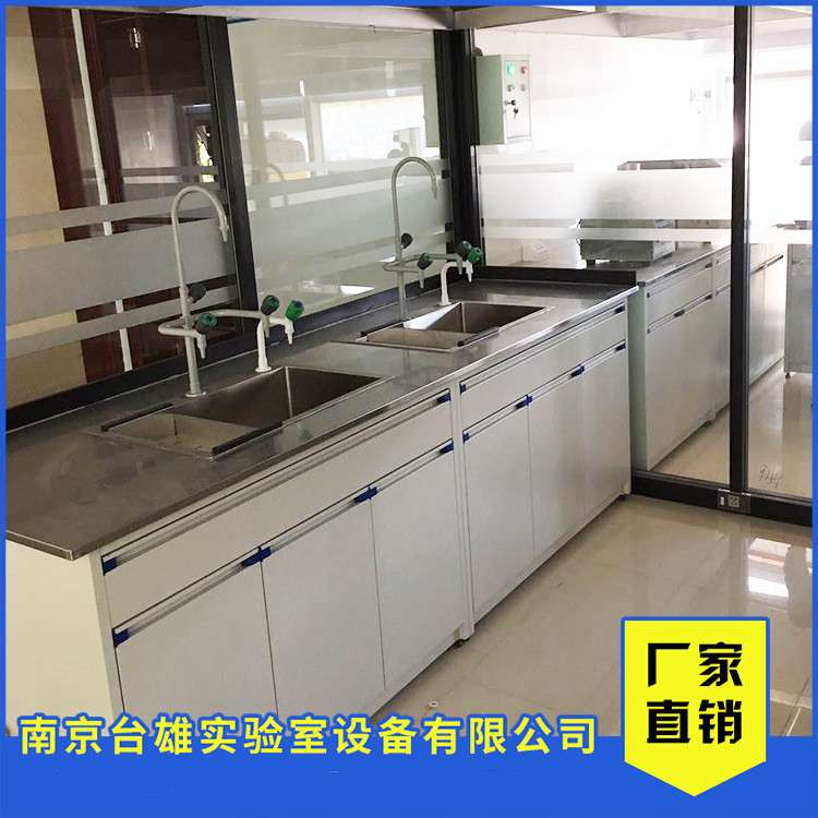 实验室专用全钢水槽台 厂家 全钢水斗台 钢木边台操作台