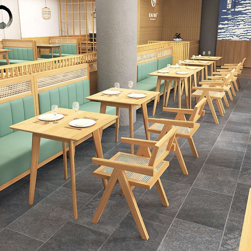 主题餐厅清吧奶茶店咖啡厅冷饮店西餐厅编藤实木卡座沙发桌椅组合