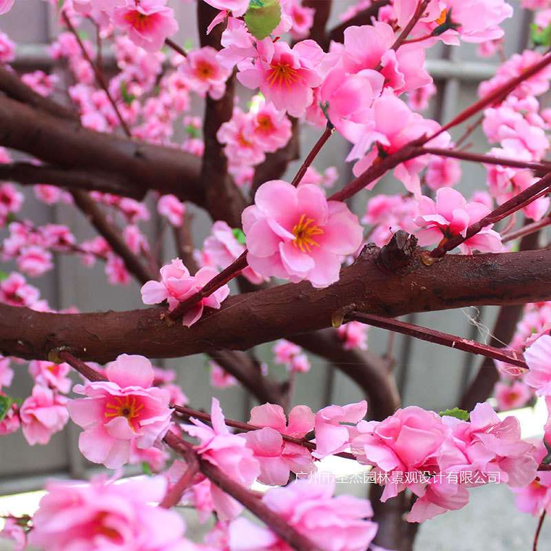 厂家直销仿真桃花树室内假桃花树人造阻燃绢布假花婚庆装饰仿真树