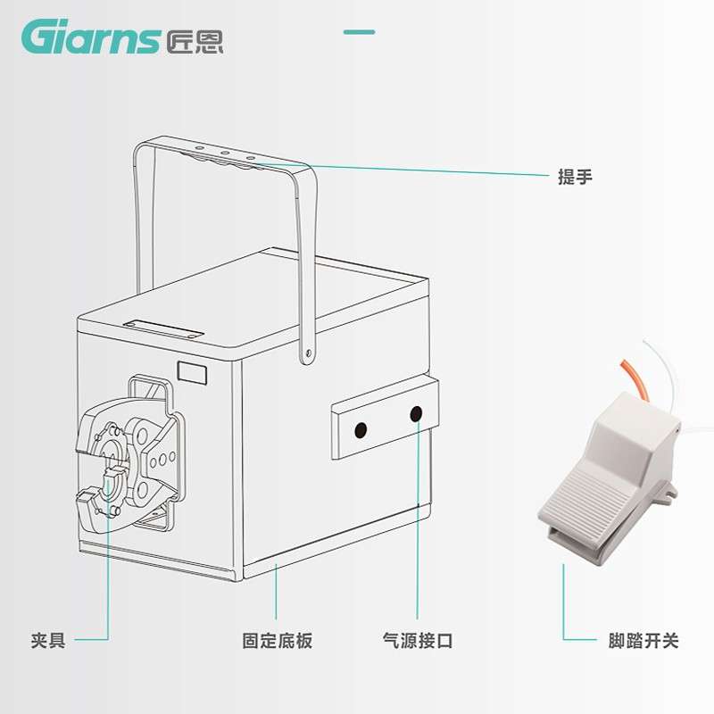 匠恩 GNQ-90A SC开口鼻OT裸端子气动压线钳自动冷压压接钳台式
