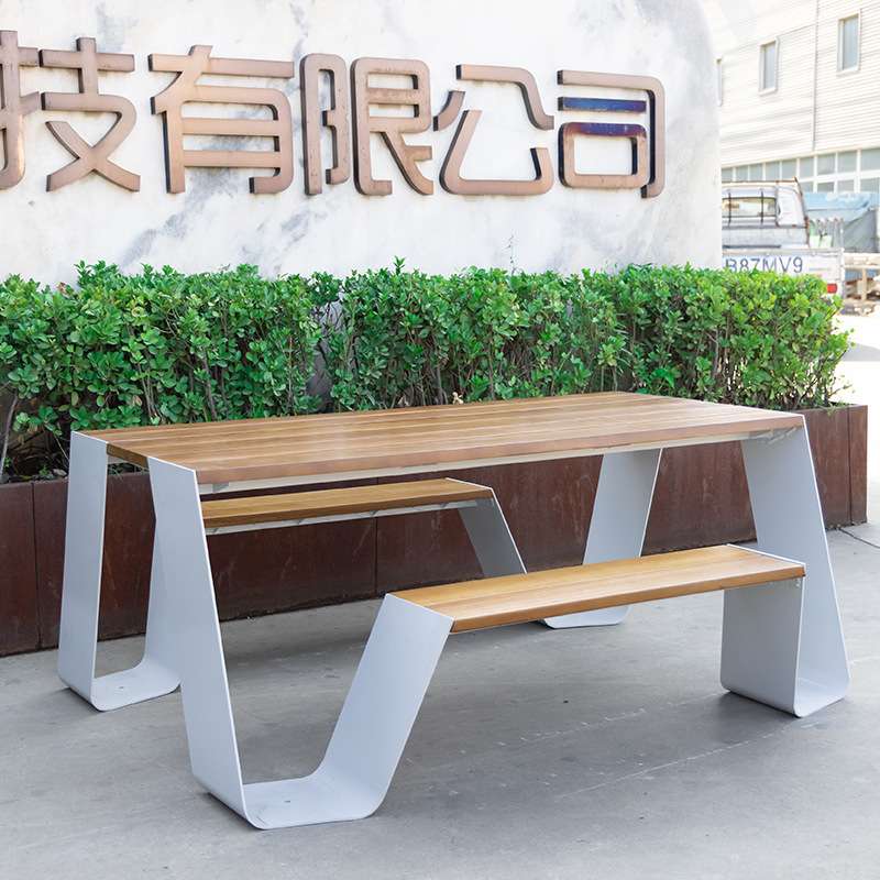 户外连体桌椅 室内外一体休闲组合桌椅 庭院公园商场机场组合桌椅