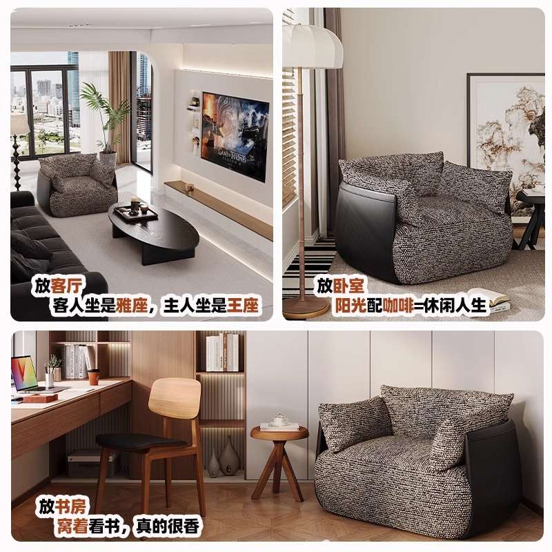 可拆洗布艺法式复古单人沙发椅客厅卧室阳台小户型懒人休闲小沙发