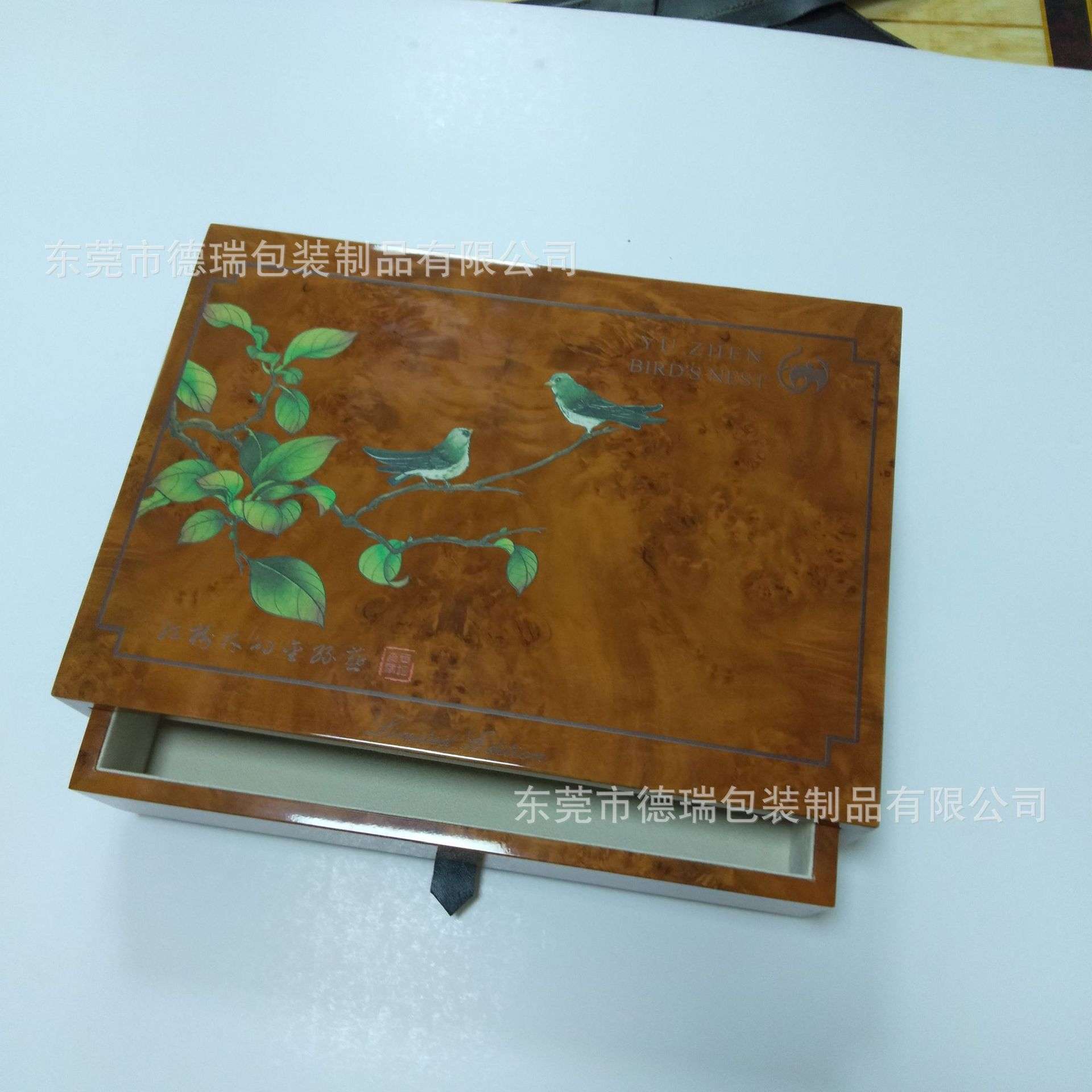 定图案logo收纳木盒 抽拉式木盒 中纤板手工贴纸高光首饰木盒