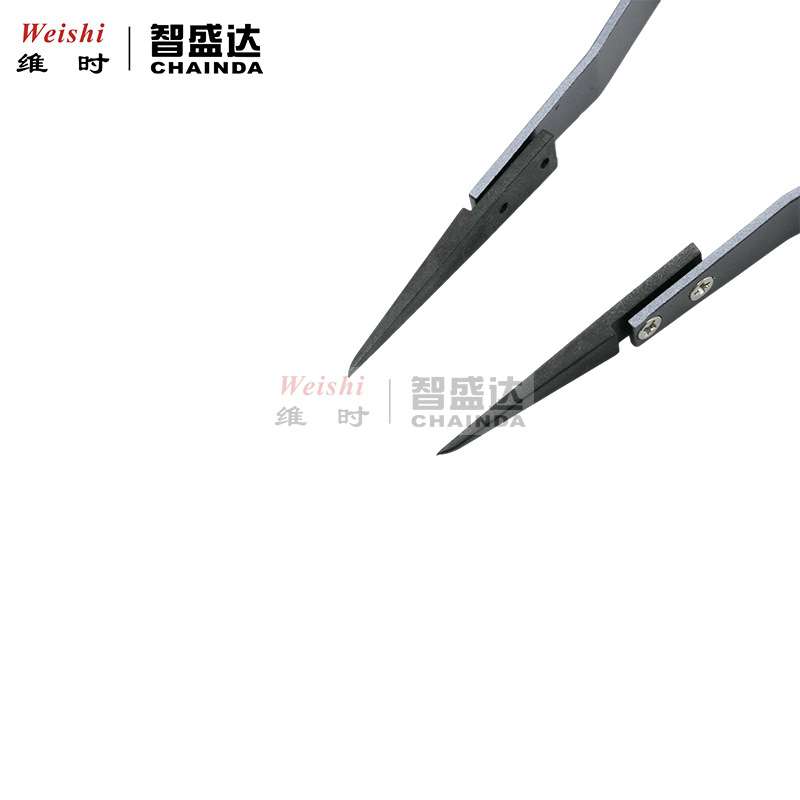 修表工具镊子尖头可换头夹持工具碳纤维头尖嘴防静电镊子