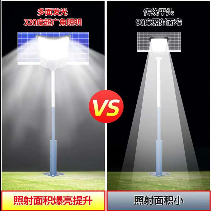 新款太阳能户外灯路灯led三面灯大功率大容量曲面广角庭院灯灯头