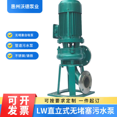 直立式管道污水泵LW系列 DN65口径无堵塞污水排水泵 增压泵
