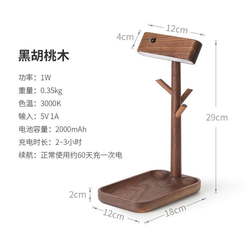 玄关开门人体自动感应支架灯钥匙收纳架首饰架实木杂物桌面收纳托