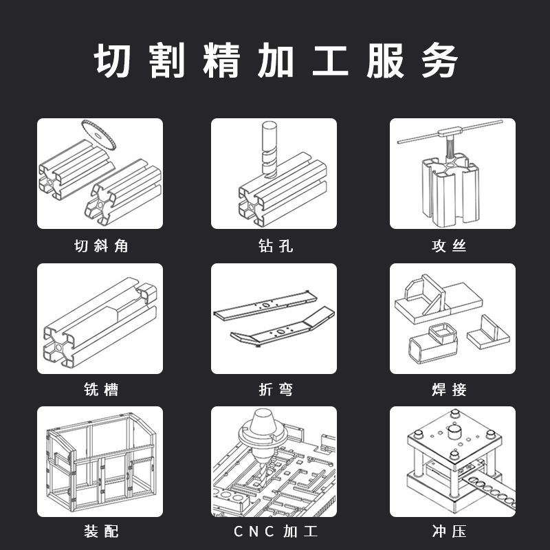 铝型材6060R铝型材铝合金方管角铝角接型材工业流水线机箱机柜铝