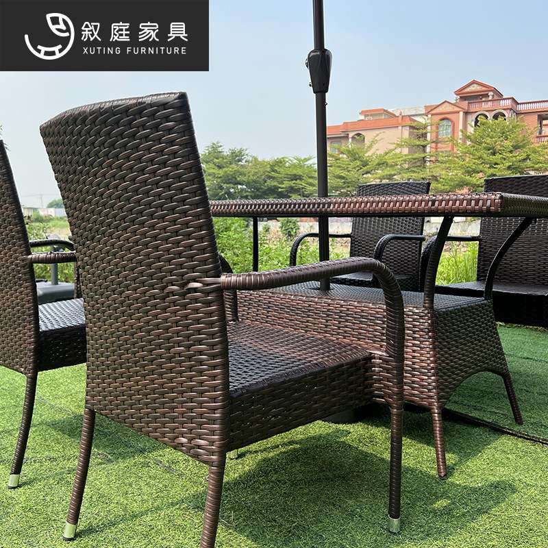 户外家具花园庭院休闲藤编桌椅组合室外景区奶茶店咖啡厅外摆藤椅