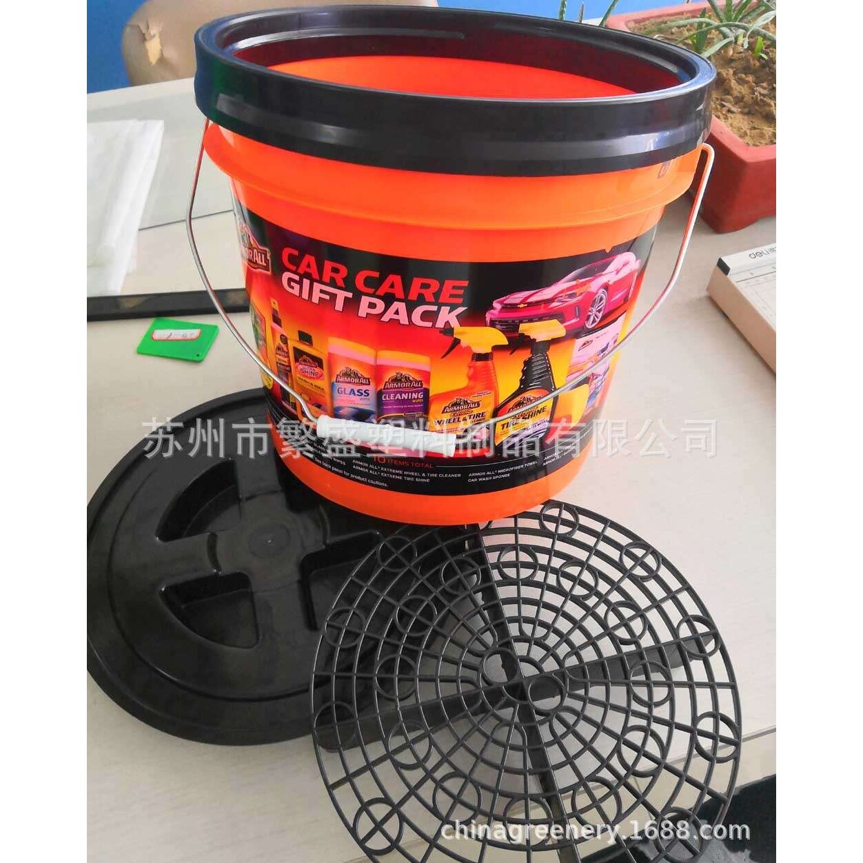 透明洗车桶3.5加仑 美式洗车13升L螺旋盖塑料桶带 过滤网砂石过滤