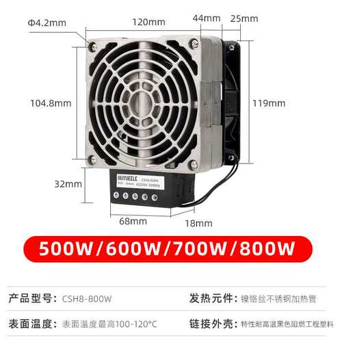 虎跃电气CSH8-500W600W700W800W工业柜内除湿加热器/变桨风扇